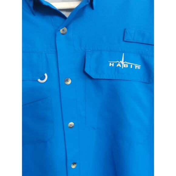 Habit brand blue fishing sportwear button-up shirt. Men's size L. Cool Vent tech - Picture 2 of 10